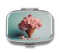 Flowers on Waffles Pill Box Medicine Pill Organizer Small Pill Case Travel Pill Container Portable Pill Case for Pocket 2 Compartment Pill Holder Pill Boxes for Travel