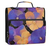 Flowers Orange Purple Pansies 3 Rings 1.5 inch Zipper Binder Organizer with Handle Multi-Pocket Portfolio Binder for School Gestor de carpetas de Office