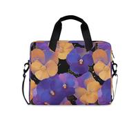 Flowers Orange Purple Pansies Laptop Sleeve Case Concise Case for Laptop messenger bags for Work Journey with Strap Handle, 13 14 15.6 inch