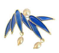 Flowers Original Design Leaves Morning Dew Beads Blue Peacock Feather Imitation Diocui Style(Blue)