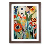 Flowers Orphism Design Vol.2 Framed Print | A2 Walnut Framed Wall Art | Ready to Hang | Modern Floral Picture | Living Room Bedroom Lounge Office