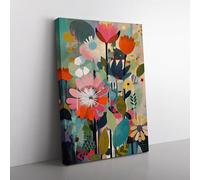 Flowers Orphism Design Vol.9 Canvas Wall Art Print Ready to Hang, Framed Picture for Living Room Bedroom Home Office Décor, 76x50 cm (30x20 Inch)