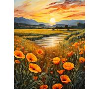 Flowers Paint by Numbers for Adults, A Field of Flowers Paint by Numbers Kits with Paintbrushes and Acrylic Pigment, 16X20 Inch Colorful Flowers Frameless Paint by Numbers for Friends Family Beginner