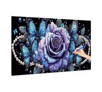Flowers Paint by Numbers for Adults Beginner, Adult Paint by Numbers Butterfly, Painting by Number on Canvas, Oil Painting Arts and Crafts for Room Decor, Gifts for Women, Without Frame 70x30cm S-64