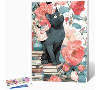 Flowers Paint by Numbers for Adults Cat Paint by Numbers Kits, Hobbies for Adults Women, DIY Acrylic Pigment Color Oil Drawing Kits Wall Art for Living Room Decor 40x53 inch (Without Frame) -LKF0763NV