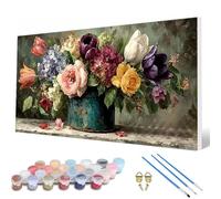 Flowers Paint by Numbers for Adults, Paint by Numbers Flowers Pattern Design Painting Kits, Acrylic Painting Kit with Brushes Adult Crafts for Room Decor, Wall Art, Gifts 12 x 24 inch -hcw2507IS