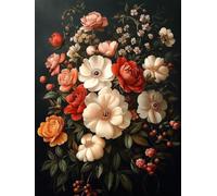 Flowers Paint by Numbers for Adults Paint by Numbers for children Retro DIY Canvas Oil Painting Kit Kids with Acrylic Pigment Drawing Paintwork Halloween Decorations 30 x 40 cm (Without Frame) S-492