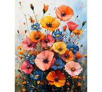 Flowers Paint by Numbers for Adults, Plant Paint by Numbers Kits with Acrylic Paints and Brushes, Without Frame DIY Digital Painting for Beginner, 12x16in Color Oil Painting for Home Wall Decor x-z743