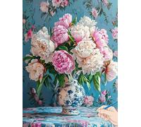 Flowers Paint by Numbers for Adults Retro Painting by Numbers for Aadults Kids, Canvas Oil Paintings with Acrylic Pigment Kits Hobbies for Adults Women for Christmas Decorations Gifts 40x50cm E-38