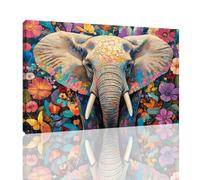 Flowers Paint by Numbers for Adults with Frame, Elephant Paint by Number Canvas with Acrylic Paints Brushes, Hobbies for Adults Women DIY Oil Painting Kits for Home Wall Decor Gifts 20x28 inch,kk-445