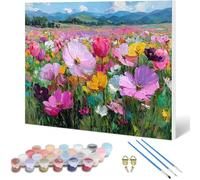 Flowers Paint by Numbers Grassland Painting by Numbers for Adults Beginner DIY Digital Painting Hobbies for Adults Women with 3 Brush and Acrylic Paints Kit for Home Decor, Gifts 130x100cm -hjw2501054