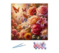 Flowers Paint by Numbers Kits for Adults,Flowers Paint by Number Adult, Flower Canvas Paint by Numbers for Adults, DIY Acrylic Watercolor Oil Colorful Painting by Number,for Home Decor