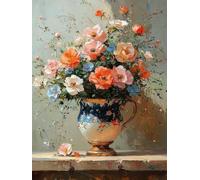 Flowers Paint by Numbers Vase Painting by Numbers for Adults Beginner DIY Digital Painting Hobbies for Adults Women with 3 Brush and Acrylic Paints Kit for Home Decor, Wall Art 28x38inch -zjn2507DJ