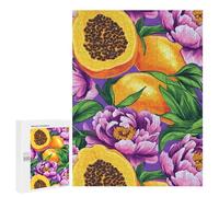 Flowers Papaya Fruit Jigsaw Puzzle for Adults Wooden Challenging Puzzles Gift for Family Friends