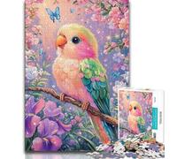 Flowers Parrot JigsawPuzzle 1000 Pieces for Adults,Challenging To Complete But Fun And Humorous with Matching Poster And Trivia Sheet 38x26cm