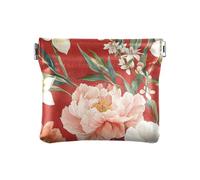 Flowers Peonies Women's Small Leather Coin Purse Wallet Fancy Mini Change Wallet Coin Pocket for Woman, Flowers peonies, One Size, Modern