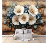 Flowers Photo Wallpaper White Plants and Flowers Wallpaper Mural 3D Art Print, Non-Woven Wall Paper, Decoration Poster Picture Mural 500 × 280 cm / 196.8" × 110" for Living Room Bedroom