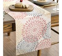 Flowers Pink and Yellow Dahlia Table Runner Decoration Summer Kitchen Dining Table Decoration Colourful Modern Decoration Boho Tablecloth 33 x 183 cm Outdoor Spring Table Runner Wedding Decoration