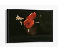 Flowers Poppies and Daisies Odilon Redon Canvas Floater Frame Print Picture Art - Black Frame 30 inch wide x 20 inch high