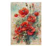 Flowers Poppy Leaves 1000pcs Mini Puzzle For Adults Birthday Gift | 38x26cm Cardboard Living Room Decor Durable Structure Birthday Gift Stress Relief