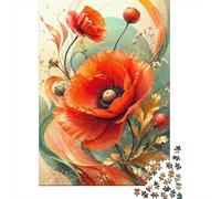 Flowers Poppy Leaves 1000pcs Mini Puzzle For Adults Challenging | 38x26cm Cardboard Living Room Decor Durable Structure Birthday Gift Stress Relief