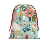 Flowers Print Drawstring Gift Bag,Party Gift Bags,Reusable Christmas Drawstring Wrapping Bags