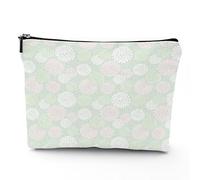 Flowers Print,Makeup Bags Travel Makeup Bag,Dahlia Flowers in Pastel Spring Blooms,for Women Large Cosmetic Bag Linen Makeup Organizer Toiletry Bags Purse Pouch,Green Pink,7x9in