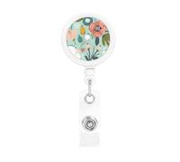 Flowers Print Retractable Badge Holder, Cute Nursing Badge Reel, Badge Clip Id Card Holders