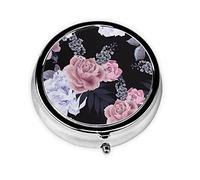 Flowers Print Round Pill Organizer 3 Compartment Pill Box Portable Medicine Pill Case for Outdoor Travel