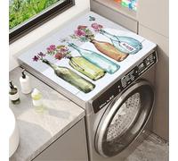 Flowers Print Washer And Dryer Covers For The Top Anti-Slip Floral Washer Dryer Top Protector Mat Dust-Proof Dust Cover Mat For Refrigerator Home Kitchen Bathroom Pad Carpet (Color 5,40 x50 cm)