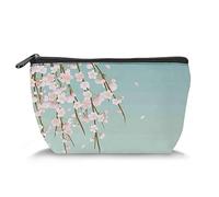 Flowers Printby, Makeup Bag Cosmetic Bag for Women,Blooming Cherry Blossom Branches,Large Capacity Makeup Bags Travel Toiletry Bag Accessories Organizer,Mint Pink