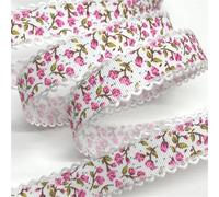 Flowers Printed Embossed Ribbon for Handmade Craft Scrapbook Easter Marriage Party Wedding Floral Packing(Color-03)