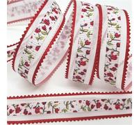 Flowers Printed Embossed Ribbon for Handmade Craft Scrapbook Easter Marriage Party Wedding Floral Packing(Color-02)