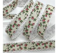 Flowers Printed Embossed Ribbon for Handmade Craft Scrapbook Easter Marriage Party Wedding Floral Packing(Color-08)