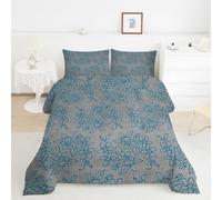 Flowers Queen Duvet 10.5 Tog, Elegant & Minimalist Microfiber Bedding Set, 1 Quilt 220x220cm and 2 Pillowcases 50x75cm, All Year Round Comforter for Cozy Nights TY436