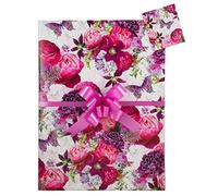 Flowers, Reds and Pinks, Gift Wrap Pack, Two Wrapping Sheets, 2 Pattern Matching Tags and 2 Cerise Pull Bows, Arrives in an A4 boarded envelope for protection,