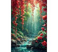 Flowers Rivers 70 Piece Jigsaw Puzzles for Adults, Challenging and Brainteasing, Difficult Puzzles, Puzzle 70 Pieces