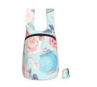 Flowers Roses Vintage Teapot Cups, Foldable Storage Backpack Unisex Sackpack Sport Gym Bag Casual Daypack