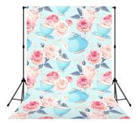 Flowers Roses Vintage Teapot Cups, Photography Backdrop Photo Props 5x7FT Photo Background for Party Home Decoration
