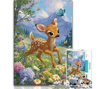 Flowers Sika Deer Jigsaw Puzzles for Adults 1000,Learning Educational Toys Family Games with Matching Poster And Trivia Sheet (50x75cm)