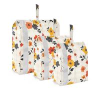 Flowers Simple Fresh Spring Red 3 Set Packing Travel Bags Waterproof Closet Storage Bag Clothing Storage Bags Travel Must