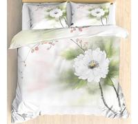 Flowers Single Duvet Cover Set Art Bedding Sets with Zipper Closure, Reversible Super Soft Microfibre Single Bed Duvet Cover 3 Pcs with Pillowcases -Ap6260