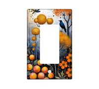 Flowers Single Rocker Light Switch Cover, Nature Artistic Trees Fruits Fall Yellow Plastic Standard Size Accents Wall Switch Plates for Living Room Bedroom Home Office Decor
