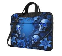 Flowers Skull Laptop Bag 13-15.6Inch, 360° Protective Laptop Sleeve Case Shockproof Messenger Shoulder Bag Waterproof Computer Case Carrying Cover Briefcases for Men Women