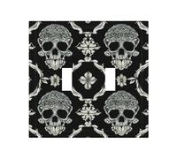 Flowers Skull Ornamental Pattern (1) Durable and Stylish Wall Plate â€“ Full-Surface Print, Pc Material, Heat & Fade Resistant, Easy to Install