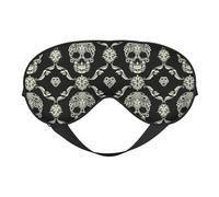 Flowers Skull Ornamental Pattern Printing Reversible Design Sleep Mask, Ideal for Camping, Meditation & Shifts, Snug Fit,No Light Leakage
