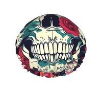 Flowers Skull Ornamental shower caps with a double layer of, hold your hair well whether using them while showering or taking bath.