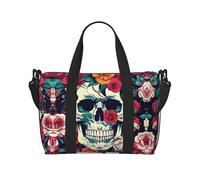 Flowers Skull Ornamental Travel Bags, Weekender Carry On for Women, Sports Gym Bag, Workout Duffel Bag,Overnight
