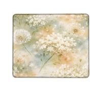 Flowers Small Mouse Pad, Nature Floral Dandelions Greenery Spring Cream Square Rubber Smooth Aesthetic Desk Mousepads Desk Accessories for Gaming Computer Laptop Square 8x10 Inch