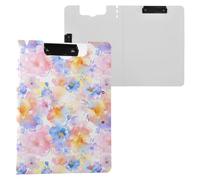 Flowers Soft Pastel Clipboard a4 Clip Board Foldover Document Folder Files for Paperwork with Clips Lightweight Plastic